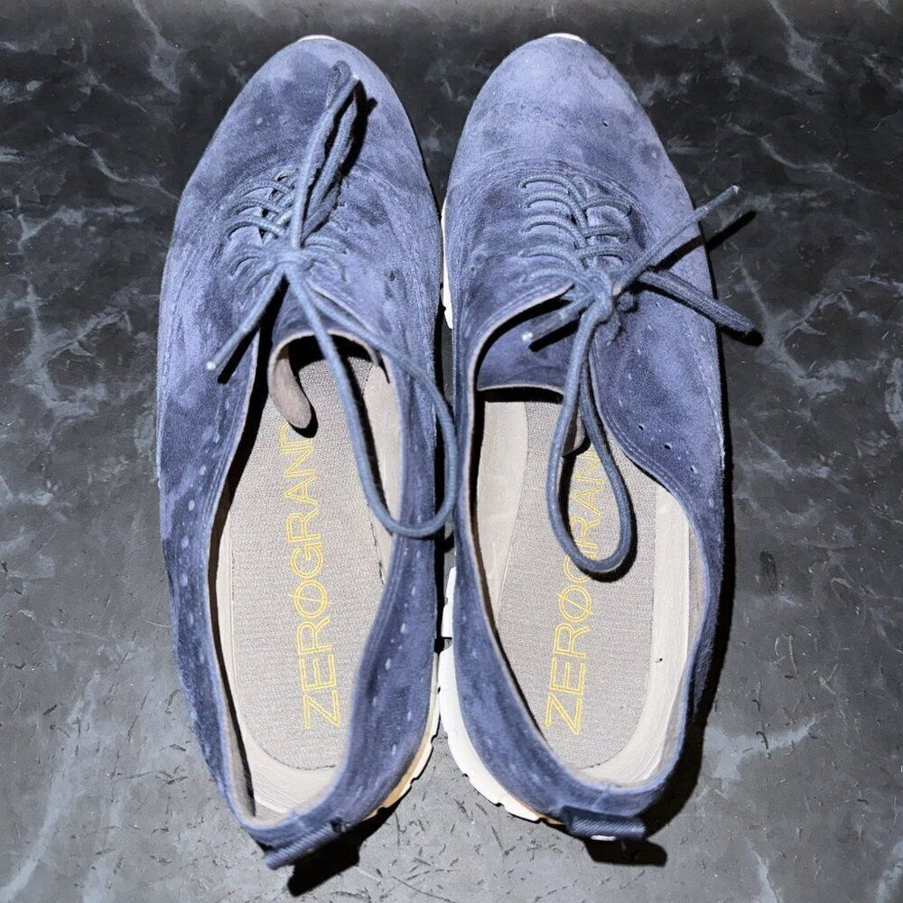 Cole Haan Zerogrand Suede Blue Wingtip Oxford Comfort Shoes Womens Size 11B - Picture 6 of 8